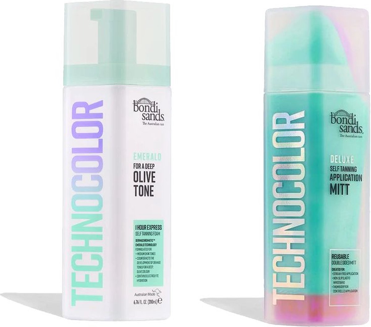 Bondi Sands Technocolor 1 Hour Express Self Tanning Foam - Emerald- 200ml + Technocolor Application Mitt
