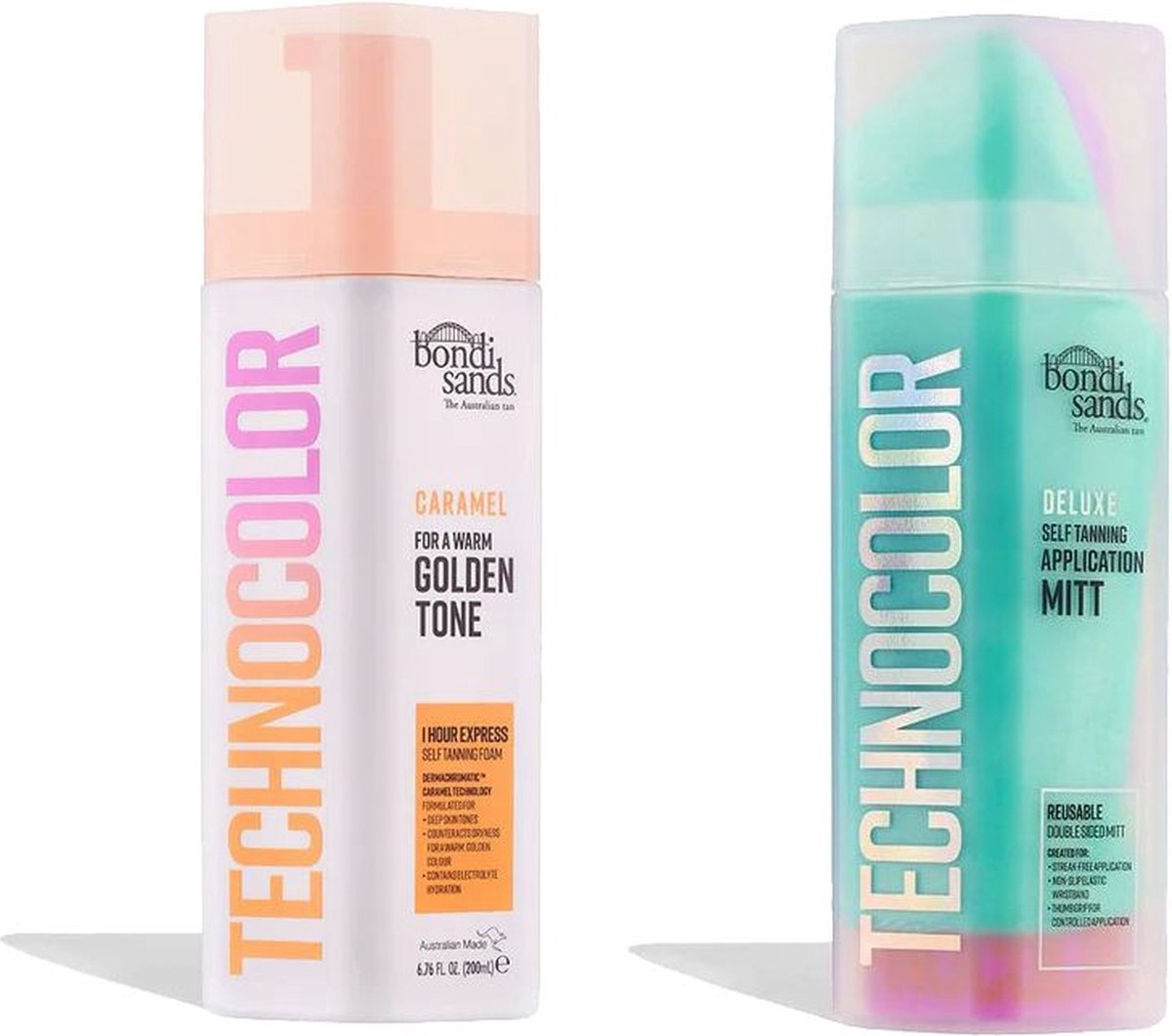 Bondi Sands Technocolor 1 Hour Express Self Tanning Foam - Caramel- 200ml + Technocolor Application Mitt