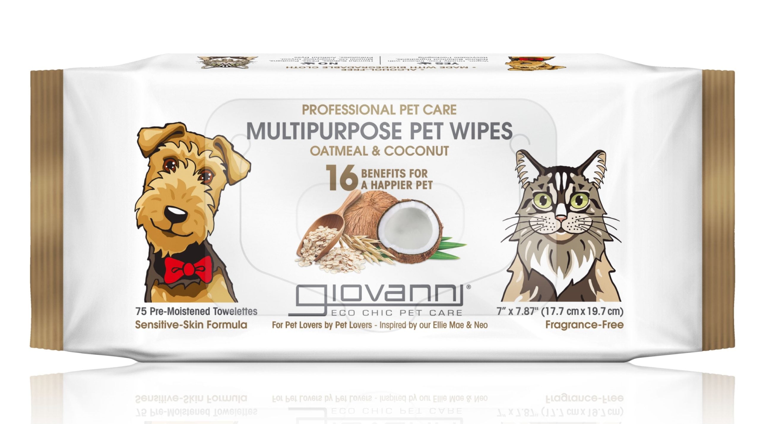 GC - Professional Multipurpose Pet Wipes - Oatmeal & Coconut (75 stuks)