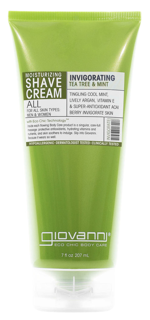 Giovanni Cosmetics - Moisturizing Shave Cream Tea Tree & Mint (Invigorating) - 207 ml