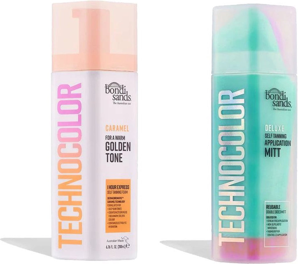 Bondi Sands Technocolor 1 Hour Express Self Tanning Foam - Caramel - 200ml + Technocolor Application Mitt