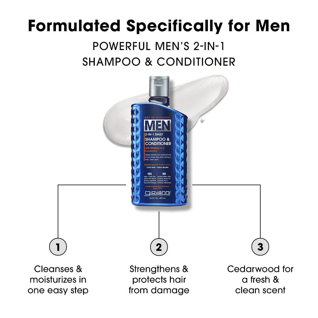 Giovanni Cosmetics - Men's 2-in-1 Daily Shampoo & Conditioner 499ml