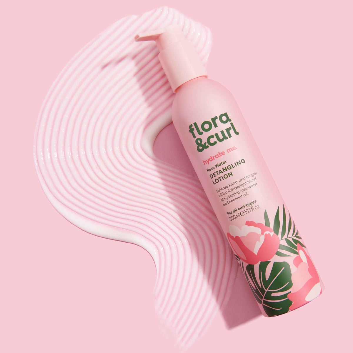 Flora & Curl Rose Water Detangling Lotion 300 ml, leave-in conditioner