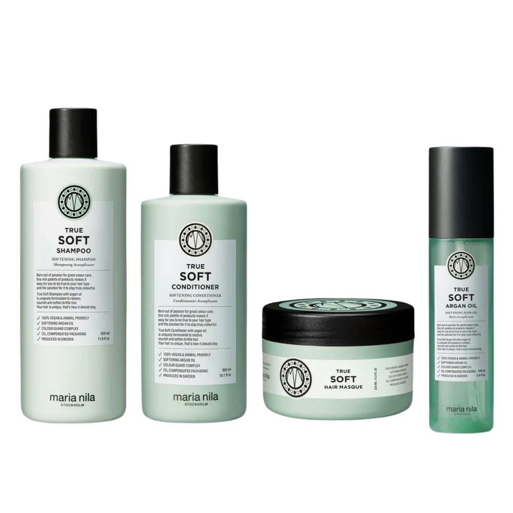 Maria Nila Stop Droog Haar Set (True Soft Set met Shampoo + Conditioner + Masque + Argan Oil)